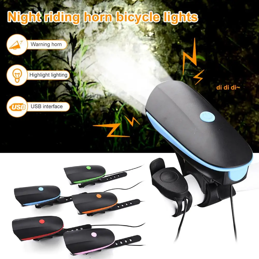 

2 IN 1 LED Bike Light With electric Bell trembler buzzers horn switch Cycling Bicycle Lamp Battery Built-in USB Charging