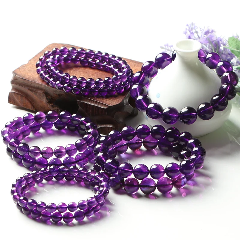 

Baby Crystal Natural Amethyst Bracelet Female Multi-circle Leak Detection Student Bracelet Simple Jewelry Personalized Gift