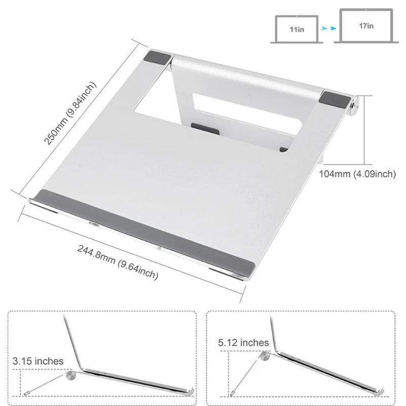 

85DC Foldable Laptop Macbook Stand Cooler Holder Portable Aluminum Alloy Anti-slip Cooling Pad Notebook Stand