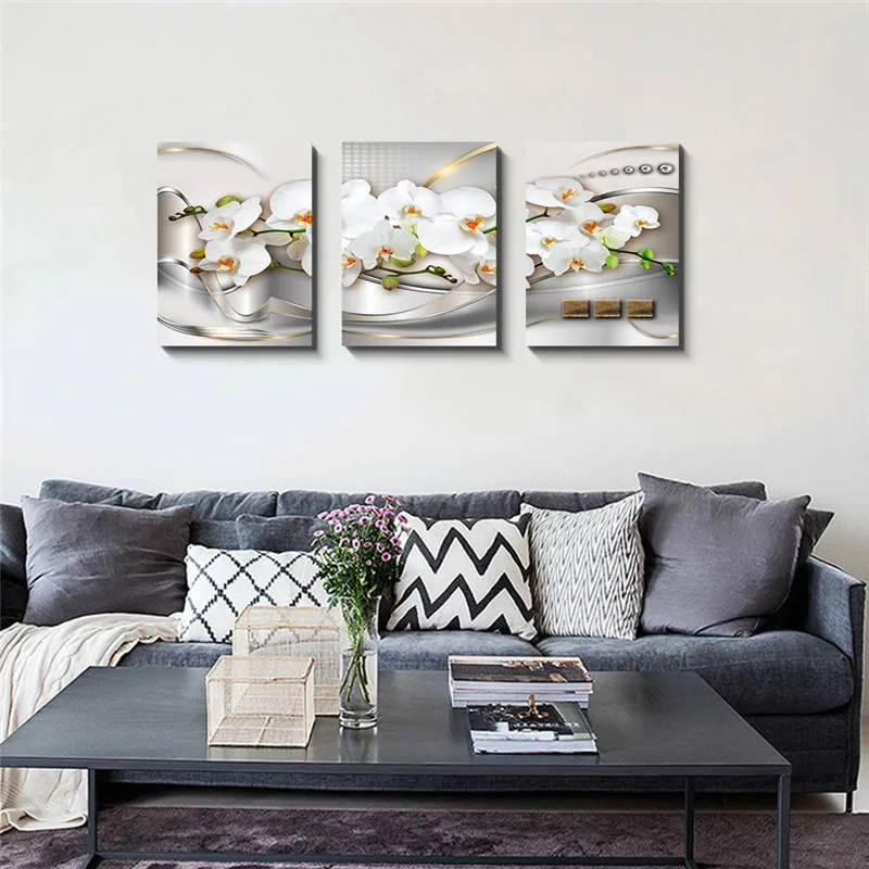 

3 Pieces Framed Gardenia Canvas Poster Nordic Flower Painting Picture Ready To Hang Botainical White Floral Wall Art Home Decor