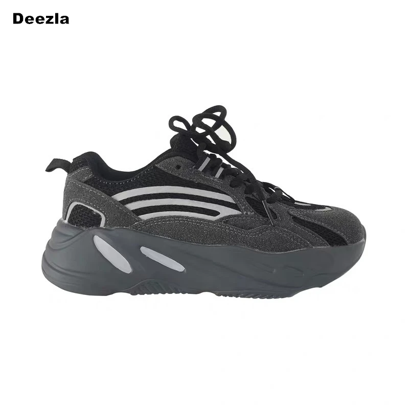 

Reflective chunky sneakers women 2020 Fashion platform Casual sports shoes Comfortable soft Woman Vulcanize Shoes Female Black