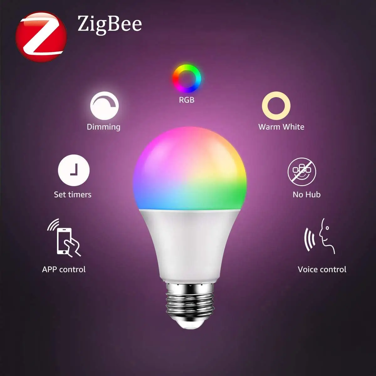 Умные светодиодные лампы Zigbee с регулируемой яркостью лампа дистанционным