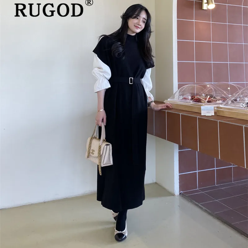 Женское лоскутное платье RUGOD элегантное повседневное офисное с расклешенным
