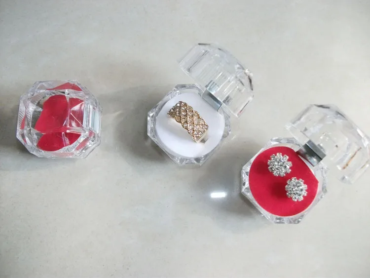 Пластиковые Восьмиугольные прозрачные серьги-гвоздики в коробке висячие серьги