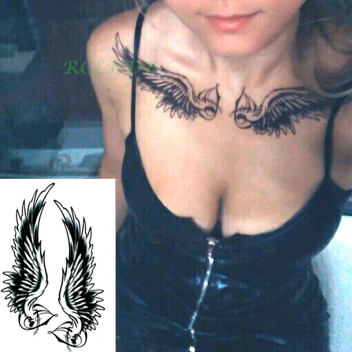 Водостойкая временная татуировка наклейка Grim Reaper Hell Wing Dark Angel Tatto флэш-тату поддельные татуировки на руку назад для мужчин и женщин - Цвет: Прозрачный