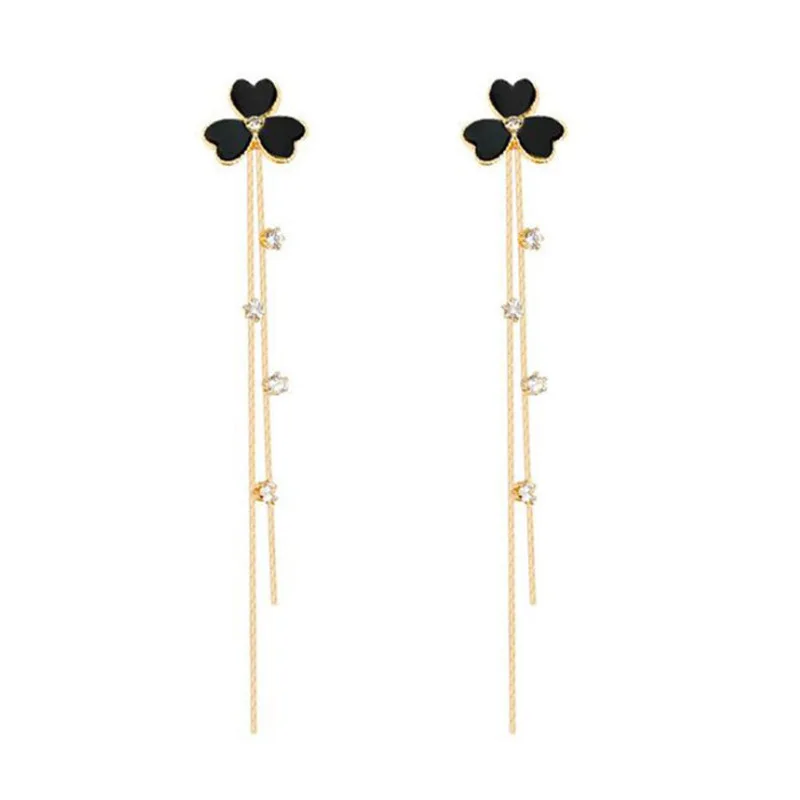 

2021 Trend Hot Low-priced Goods Fashion Zircon Fine Jewelry a Pair of Leaf Tassel Ear Drop for women Christmas and New Year Gift
