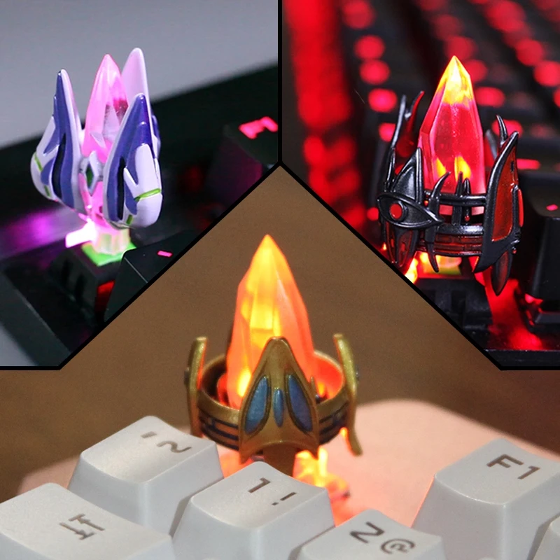 1PC Crystal Tower Keycap Personality Game StarCraft Keycap Cross Axis Hand Keycap Suitable For Mechanical Keyboard