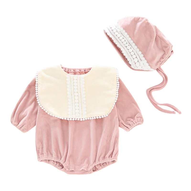 

2Pcs Baby Girl Long Sleeve Romper with Hat Set Newborn Jumpsuit Clothes Outfits