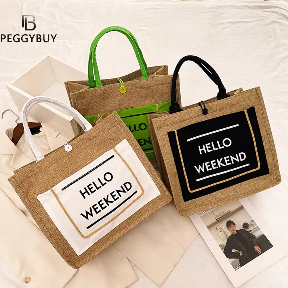 

High Quality Women Linen Cotton Tote Large Capacity Female Casual Shoulder Bag Lady Daily Handbag Fresh Beach Shopping Bag