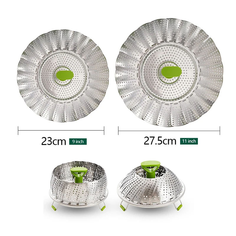 

Telescopic Folding Stainless Steel Steamer Creative Multi-function Steamer Food Drain Basket Steam Rack Fruits Basket Food Dish