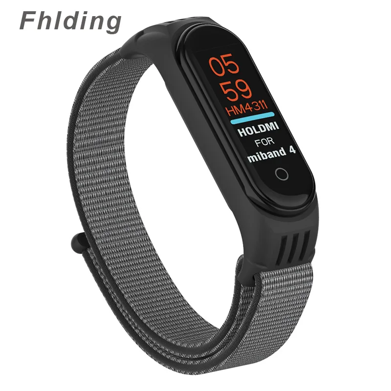 Нейлоновый сменный Браслет для Xiaomi mi, ремешок 4 для mi Band 3, спортивный дышащий браслет для Xiaomi mi, ремешок 3 4 - Цвет: Black gray