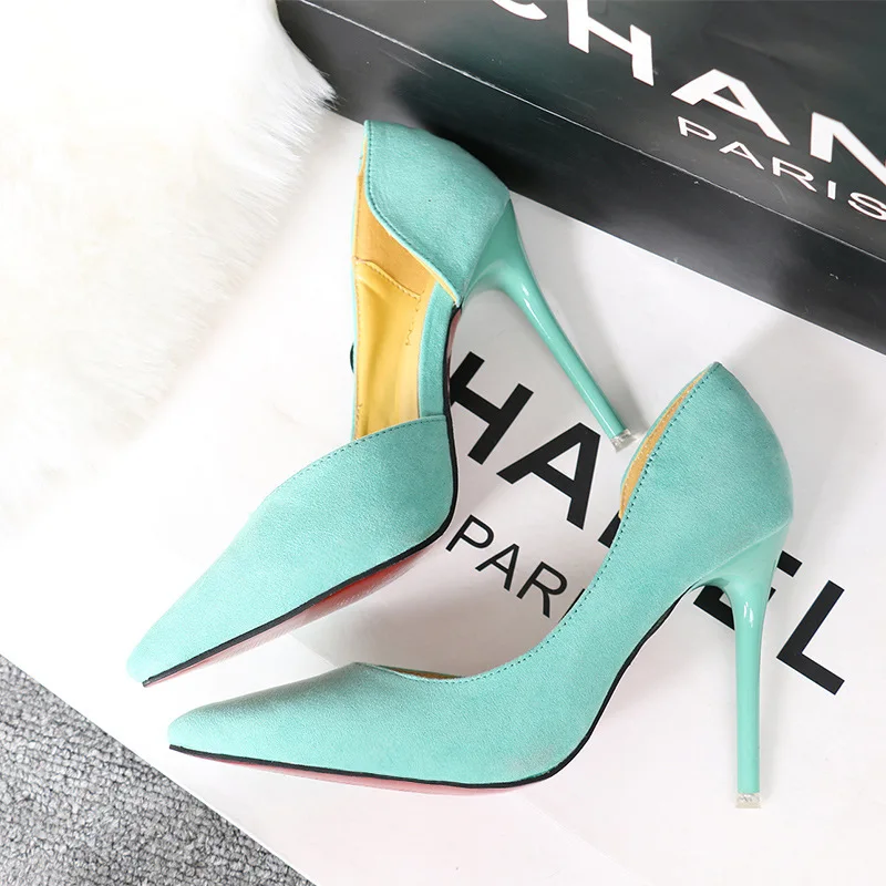 

Faux Suede Women Pumps High Heels Women Shoes Fashion Lady Shoes Pointed Toe Thin Heels Ladies Shoes 2019 New Party Shoes Woman