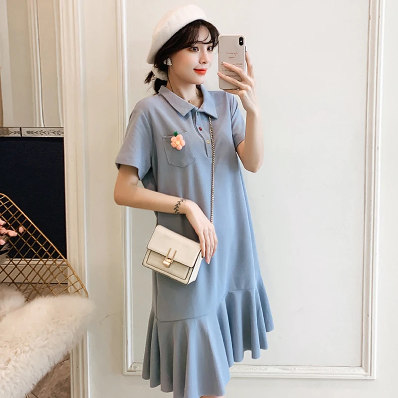 

Fresh Sweet Short-Sleeved Dress Loose Large Size Slimming Mid-Length Dress Women's Summer Dress 2021 New