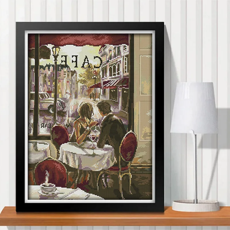 Кофе влюбленные считает вышивку крестиком Печать холст 11CT 14CT наборы для вышивки