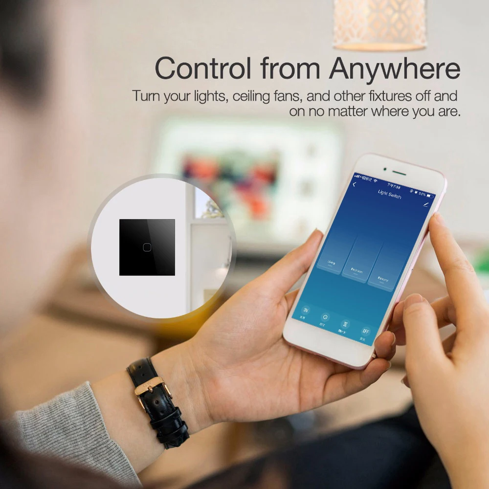 ЕС/Великобритания Стандартный Tuya APP/wifi контрольный светильник, RF433 беспроводной дистанционный настенный сенсорный выключатель с Amazon Alexa Google