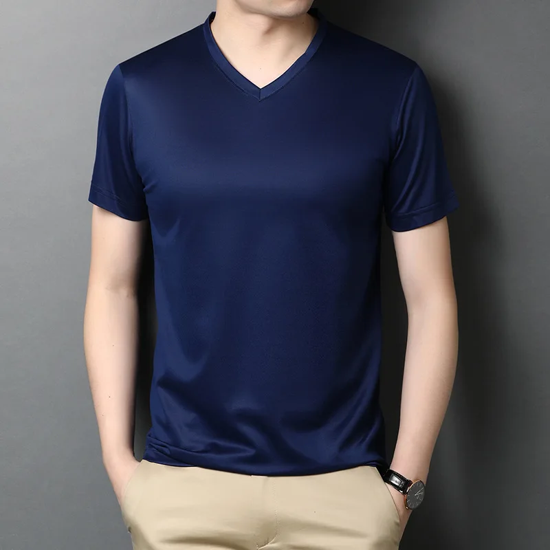 

New fashion casual T-shirt tops Popular street short-sleeved tops Trendy ice silk hot-selling T-shirts NKYF29
