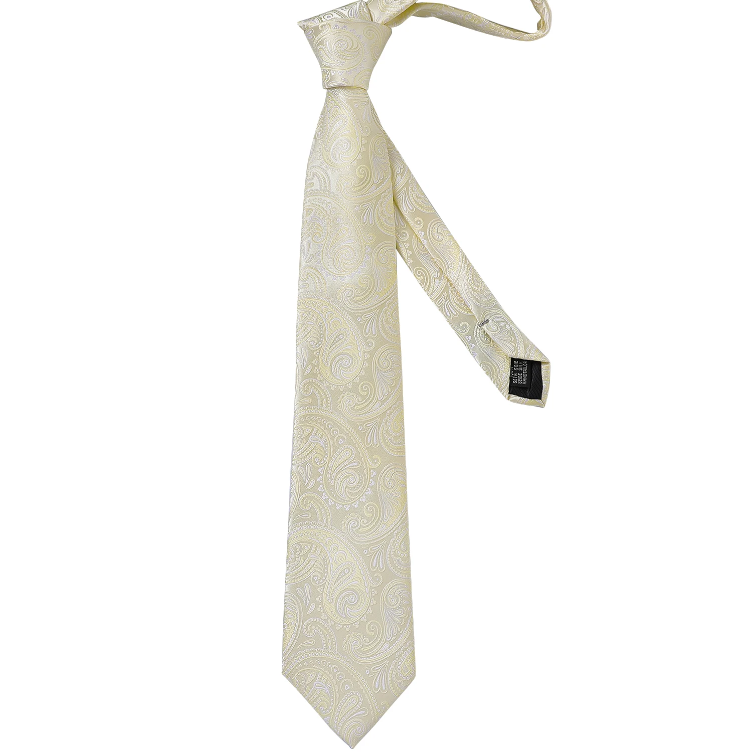 Мужской галстук желтый белый Пейсли Свадебный галстук для мужчин Hanky запонки Шелковый мужской галстук набор DiBanGu дизайнерский для вечеринки деловая мода