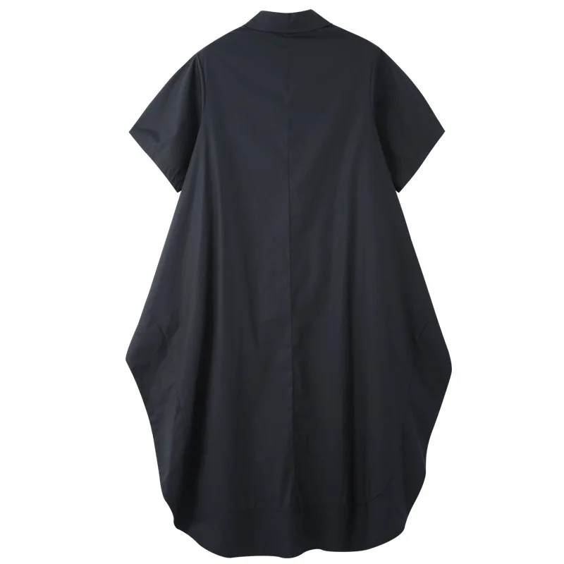 

2020 Summer Long Simple Retro Fashion Casual Stitching Loose Short Sleeve High Waist Street Fashion Leader Dress Women's Dress