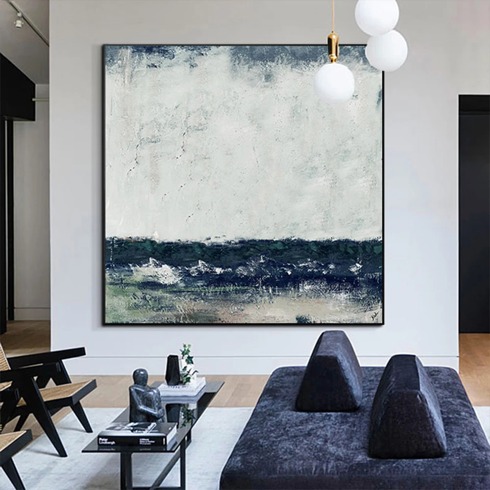 

Dark Green Black White Modern Abstract Oil Painting On Canvas Handmade Large Size Wall Art Office Home Paintings For Interior