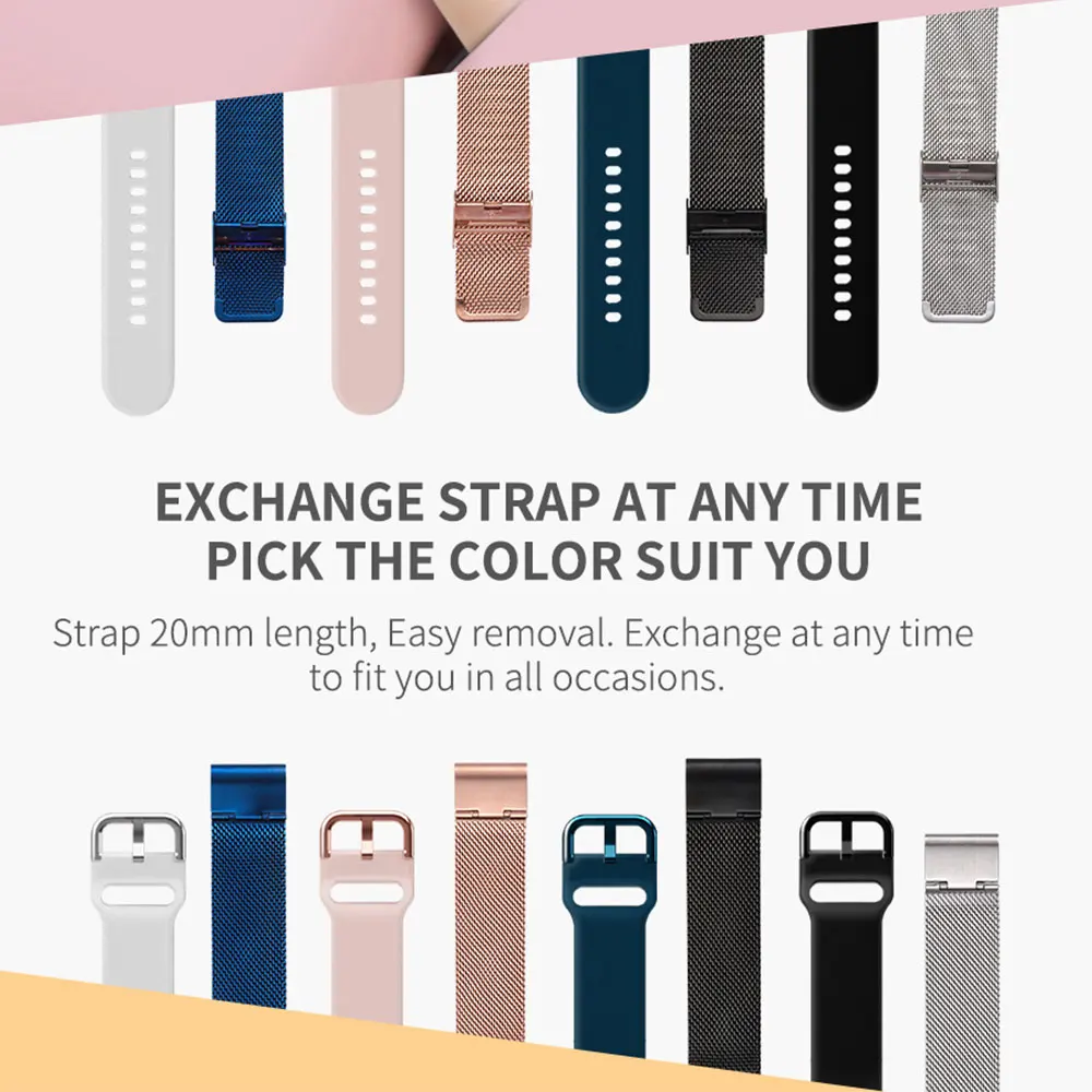 Стальной сетчатый ремешок для смарт часов DT88 длиной 20 мм и силиконовый