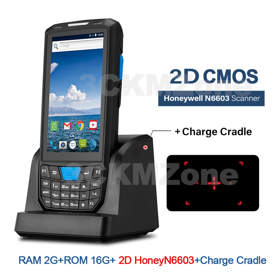 2D HoneyN6603 Cradle Android 8,1 промышленный прочный КПК ручной pos-терминал лазерный сканер штрих-кода поддержка беспроводной Wi-Fi 4G BT для склада Express - Color: 2D HoneyN6603 Cradle