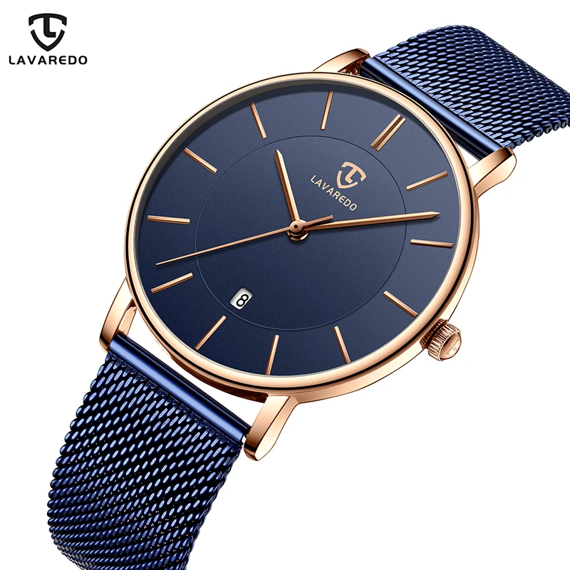 Часы Lavaredo модные мужские из нержавеющей стали с ремешком аналоговые кварцевые