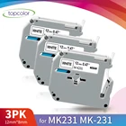 Лента для этикеток Topcolor MK231 MK-231, черно-белая, 12 мм, совместимая с Brother, машина для изготовления этикеток M-K231 MK 231, для принтера PTouch PT