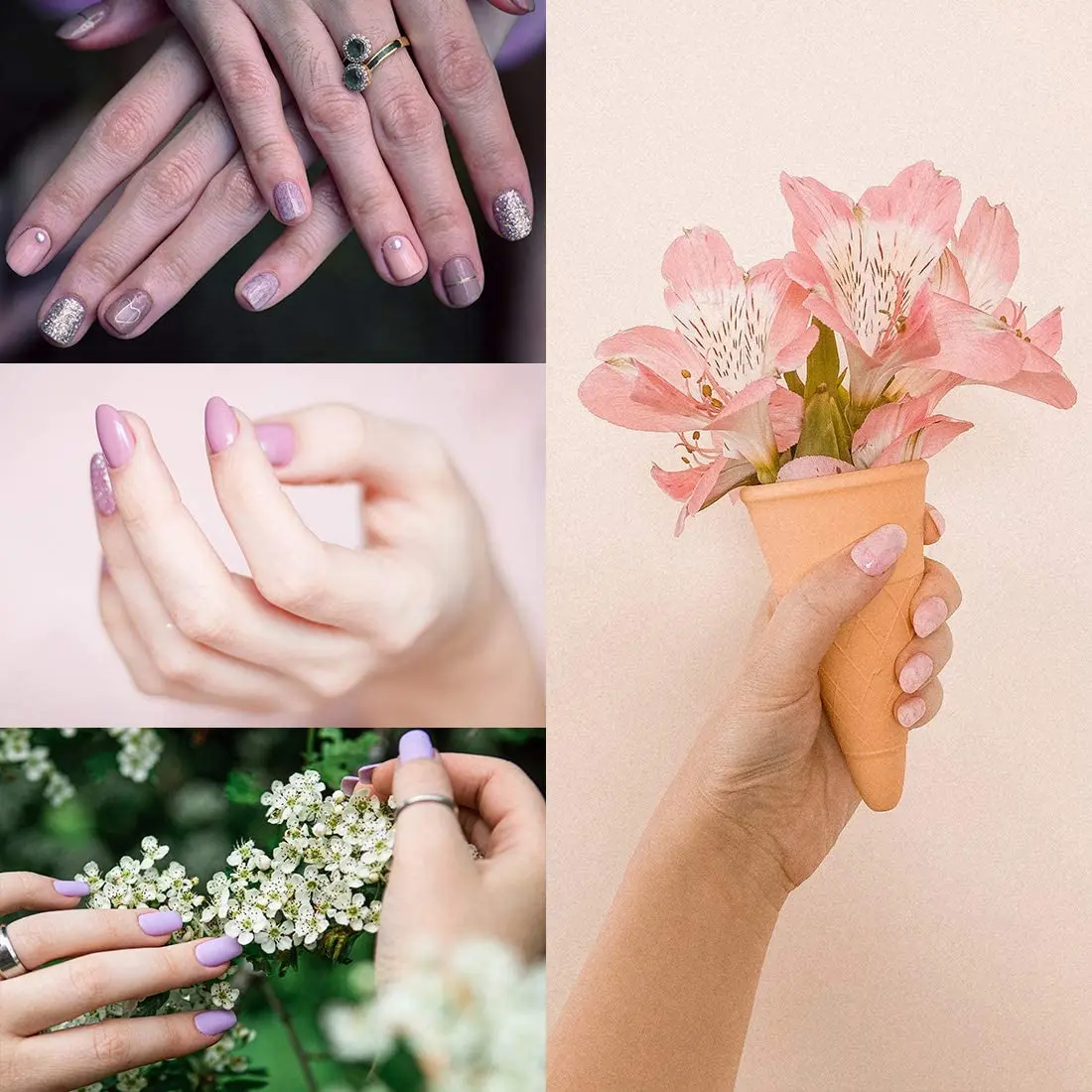 

Nail Polish, AwsmColor Gel Nail Polish Set Soak Off Baby Pink White Glitters Nail Polish Kit 6 Colors 8ml UV LED Nail Art Gels