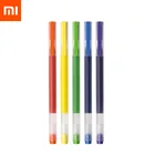 Новый Xiaomi Mijia суперпрочная дужка с красочные письма знак ручка 5 видов цветов Mi ручка 0,5 мм гелевая ручка черного цвета подписания ручек для школы и офиса для рисования