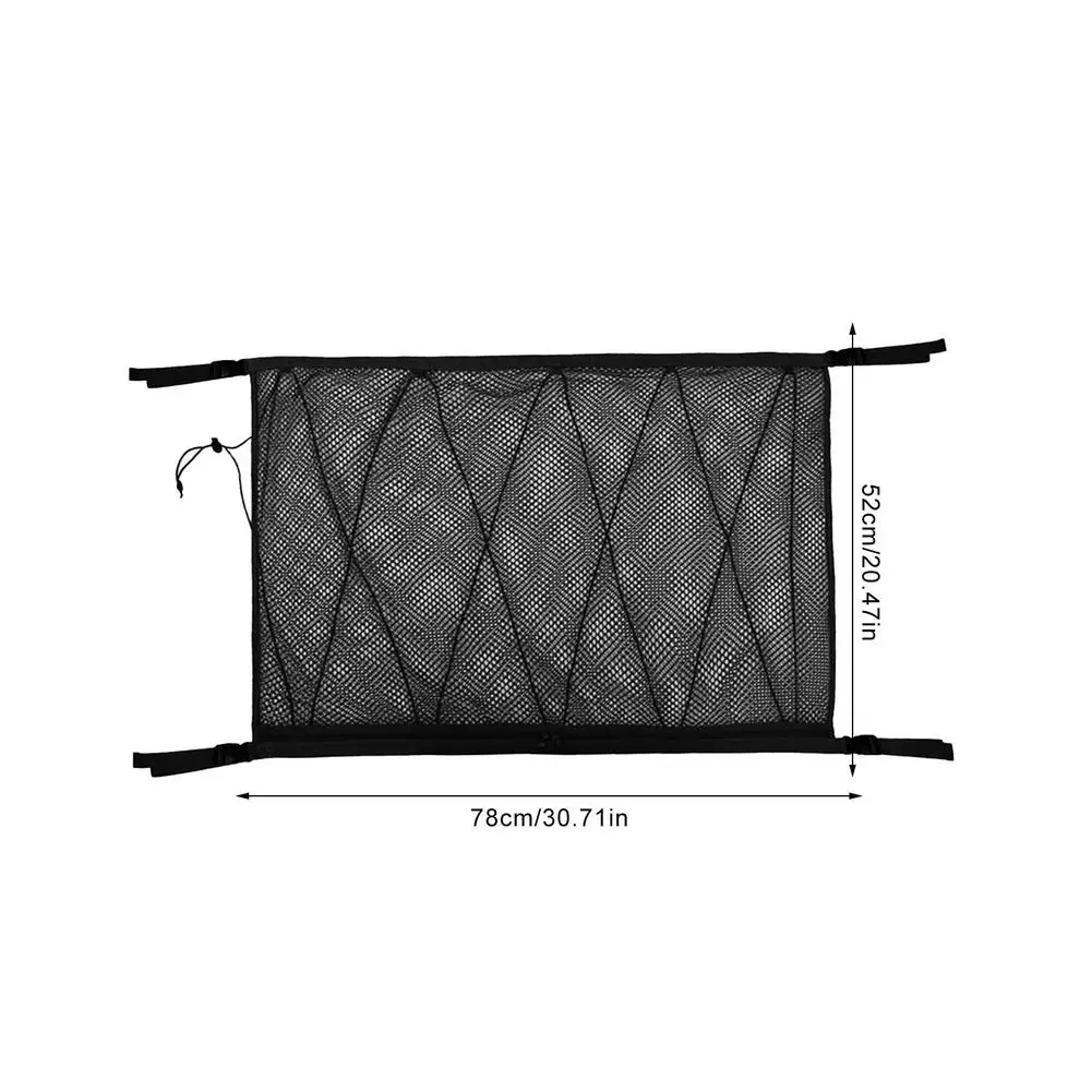 

Car Ceiling Storage Net Drawstring Portable Roof Storage Bag Large Capacity Double-layer Stowing Tidying Interior Accessories