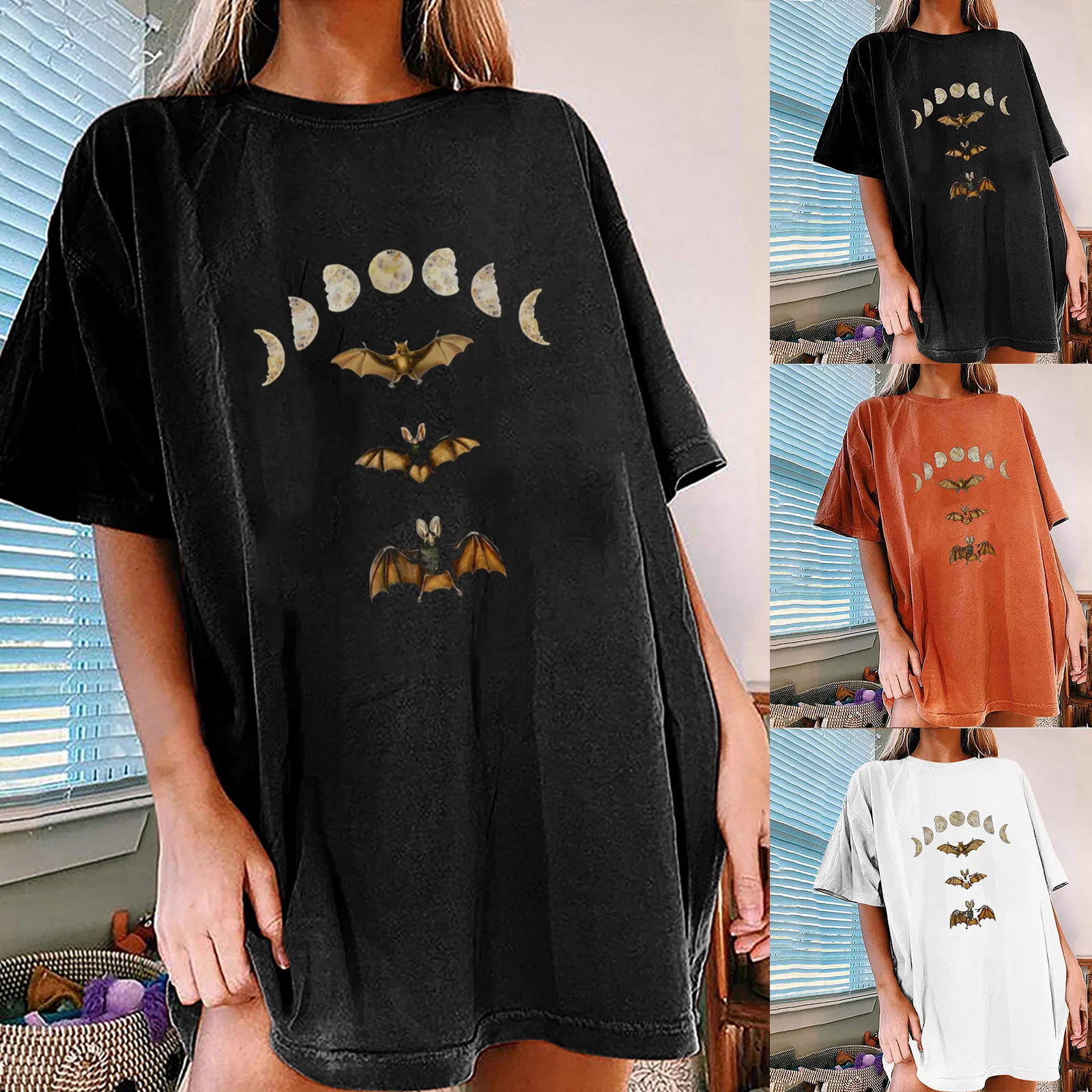 

Printed Casual Oversize Cotton Blouse Women Fashion Summer Short Sleeve Street Tops Blouse New Teens Popular Tee Shirt Plus Size