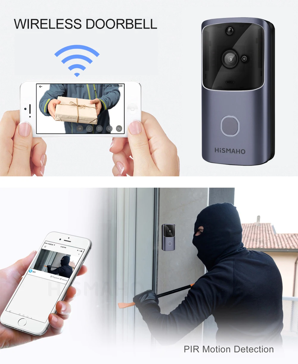 HISMAHO wifi дверной звонок видео домофон 720P HD беспроводной умный дом IP дверной Звонок камера охранная сигнализация ИК Ночное Видение