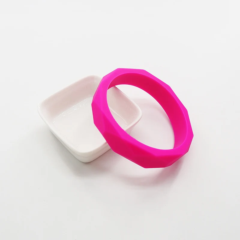 Pink Chenkai 10 шт. BPA Бесплатный DIY силиконовый Прорезыватель для зубов браслет детский браслет зубное кольцо для ребенка сенсорная соска Жевательная Подвеска для игрушки подарок - Цвет: Pink