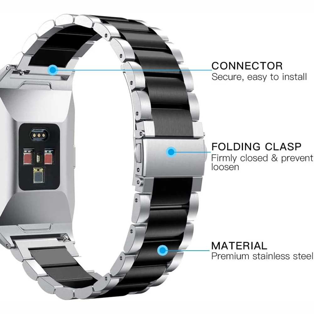 Совместим с ионными ремешками Fitbit металлические браслеты из нержавеющей стали