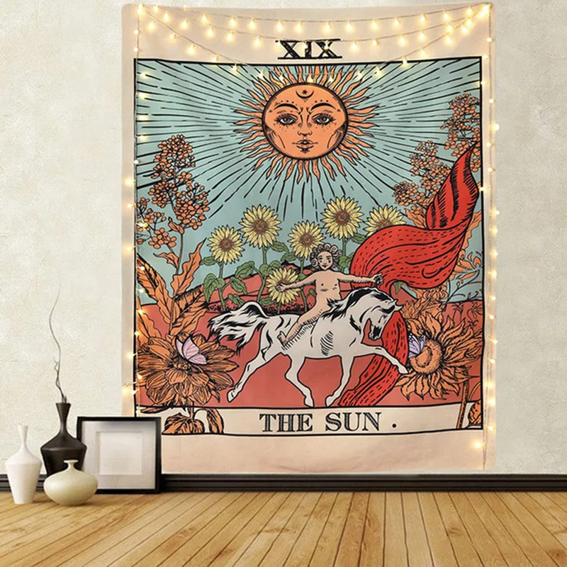 Tarot Sun Star Moon Three-Piece Set Tapestry Home Decoration Wall Decor Bedroom Hanging Cloth Dorm Room Mural Poster