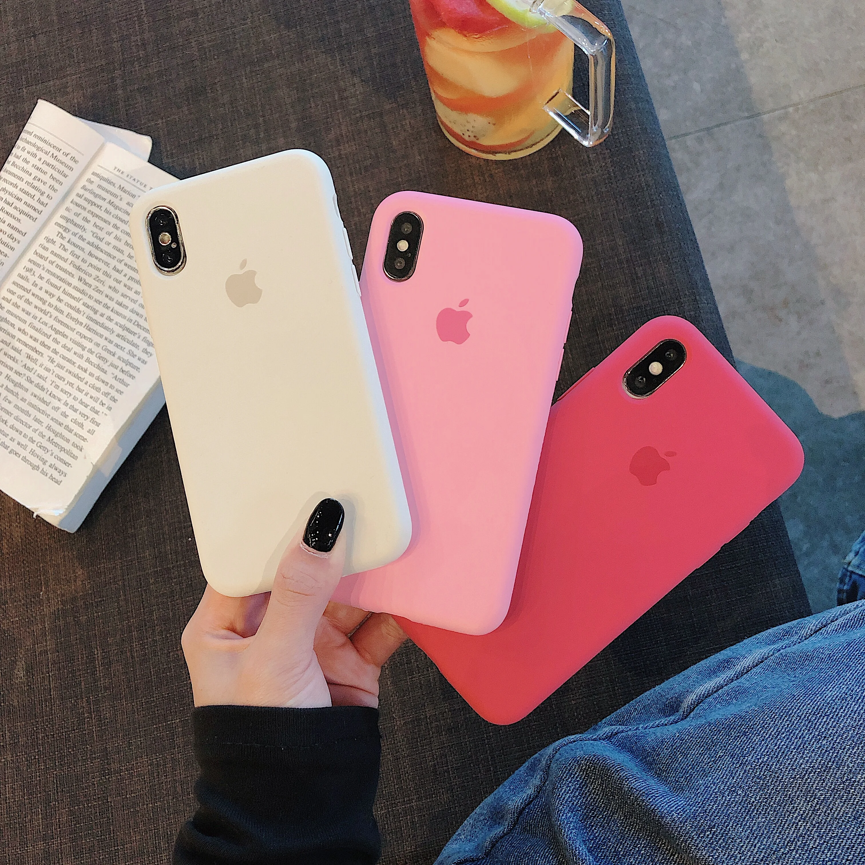 Оригинальный силиконовый чехол с логотипом для iPhone 6S 7 8Plus X XR XS Max жидкий мягкий на