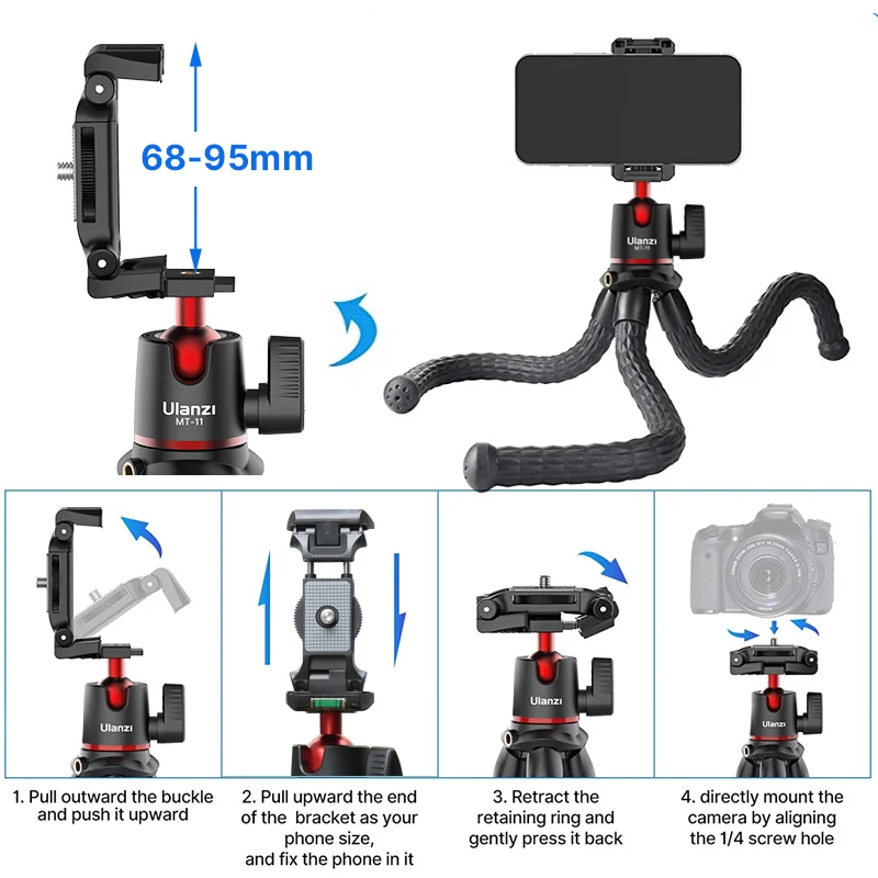 Гибкий мини-штатив Осьминог Ulanzi MT-11 штатив для смартфонов iPhone DSLR SLR-камер Gopro