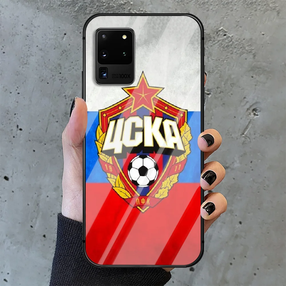 

Russian football PFC CSKA Moscow Phone Tempered Glass Case Cover For Samsung Galaxy S Note 5 6 9 10 10E 20 21 FE Plus Uitra Back