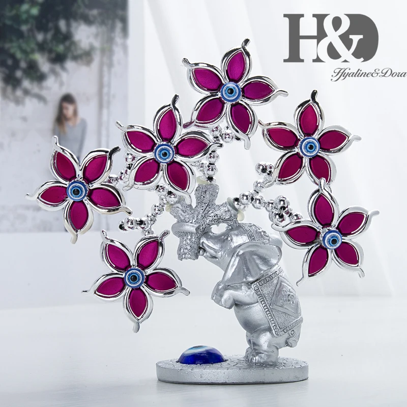 H& D фигурка слона цветка дерева Турецкий Дурной глаз дерево для защиты богатства удачи Рождественский подарок домашний декор смола орнамент