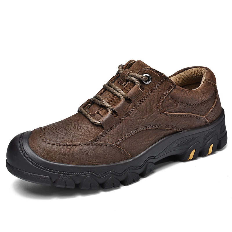 

Brand Genuine Leather Men's Shoes Platform Non-slip Outdoor Quality Trekking Sneakers Anti Collision Comfortable Climbing Shoes