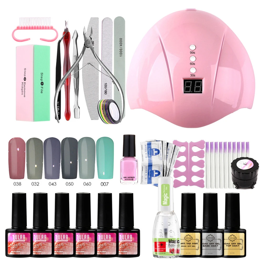 Маникюрный набор 27 шт./лот 36 Вт УФ светодиодная лампа для ногтей сушилка пилки