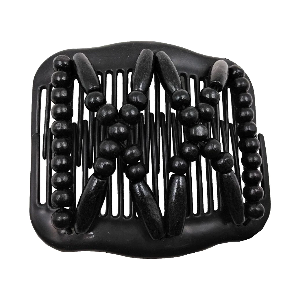 

Stretchy Wooden Beaded Hair Comb Easy Beads Double Hair Comb Hair Accs