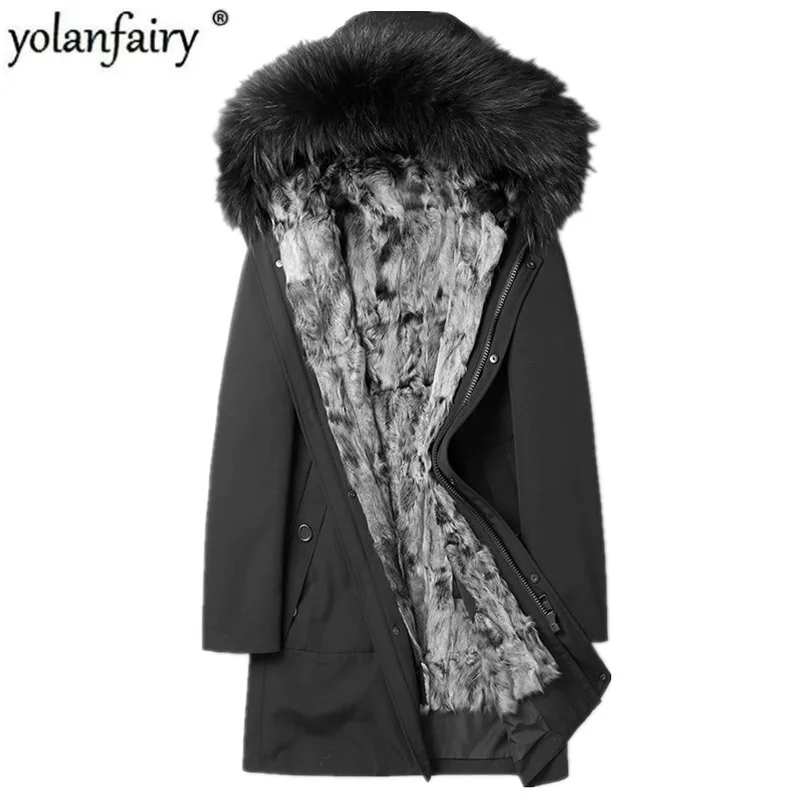 Мужское пальто с натуральным мехом зимняя куртка из натуральной шерсти парка