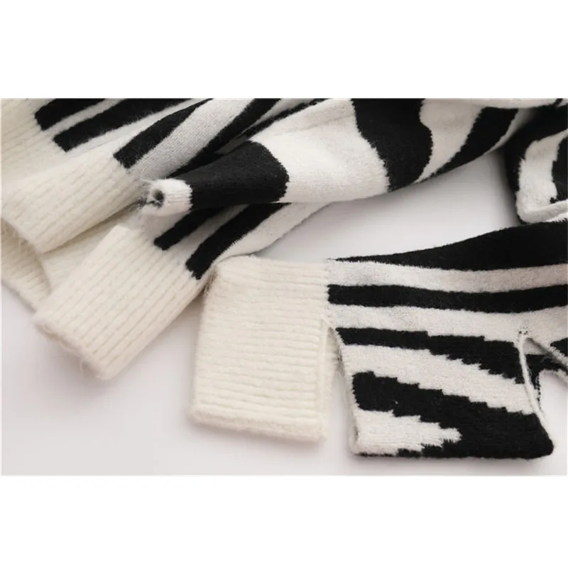 Женский вязаный свитер с принтом зебры винтажный Повседневный пуловер длинным