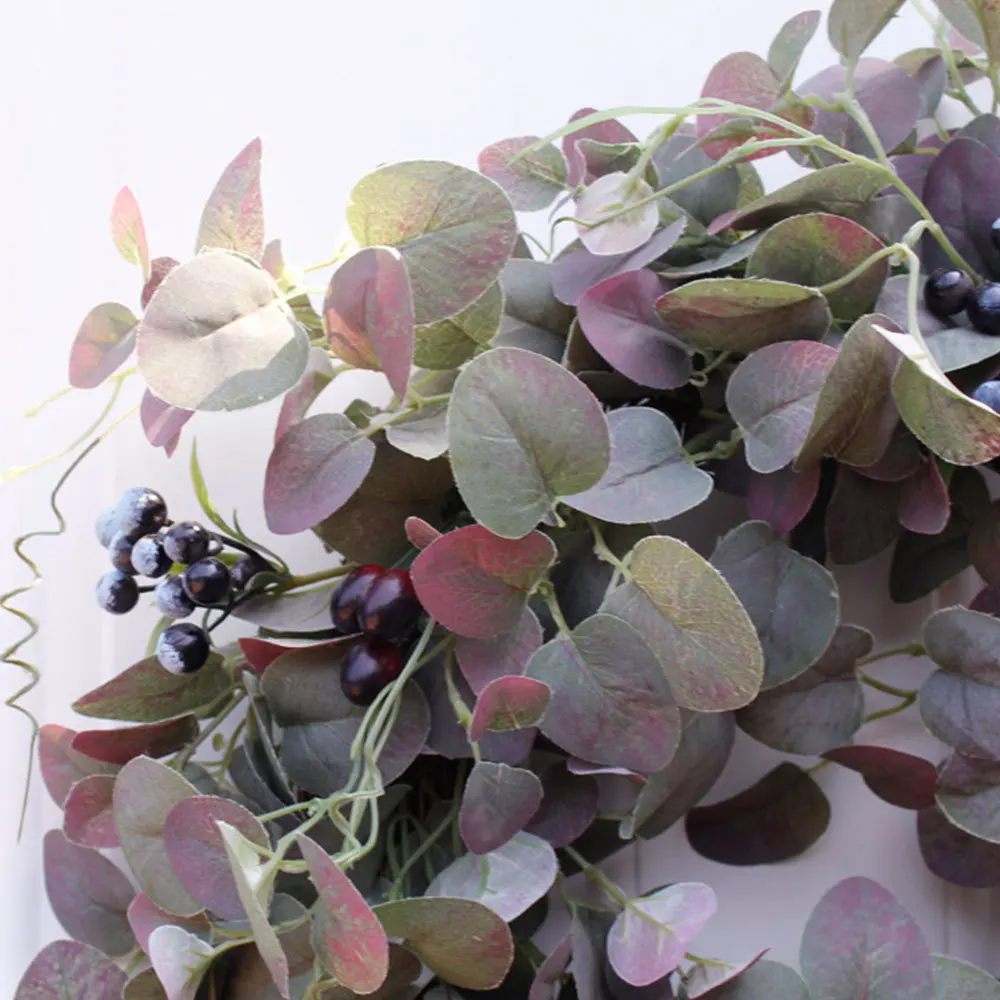 

Eucalyptus Leaves Wreath Round Green Wreath Front Door Wedding Party Decor