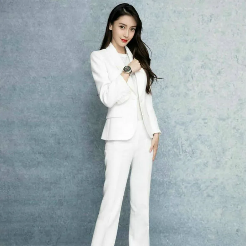 womens suits set 2 pieces suit jacket new style fashion style commuting OL professional suit flared pants two piece set
