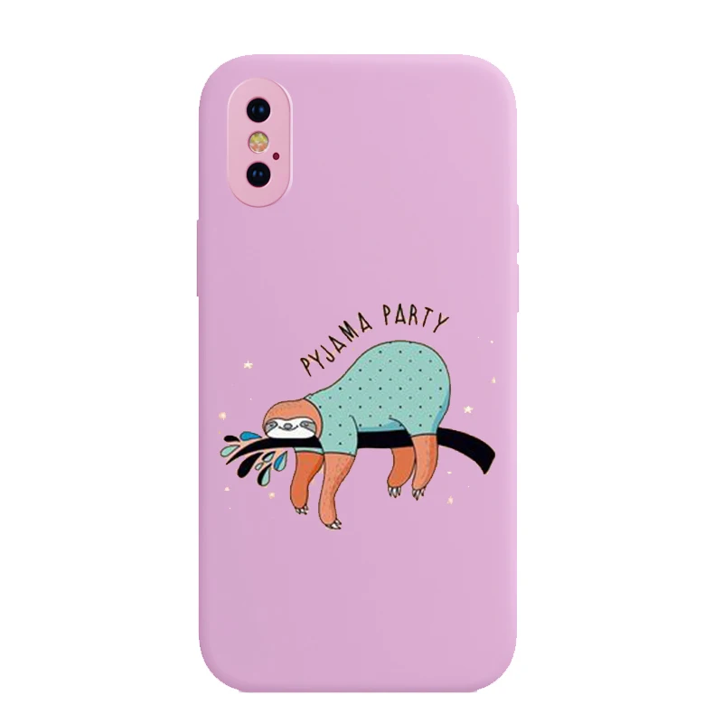 

NOHON Cute Sloth Mobile Phone Cover Suitable For iPhone 11 12 Pro Max X XE 6S 7 8 Plus XS Original Iiquid Silicone Black Cover