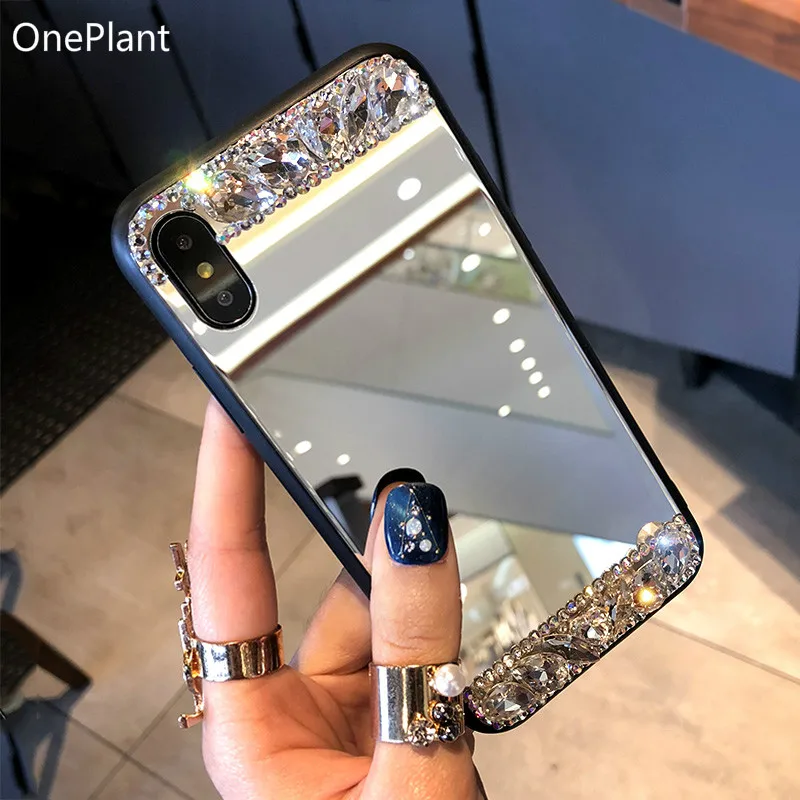 Роскошный блестящий Кристальный Алмазный зеркальный стеклянный чехол для Apple
