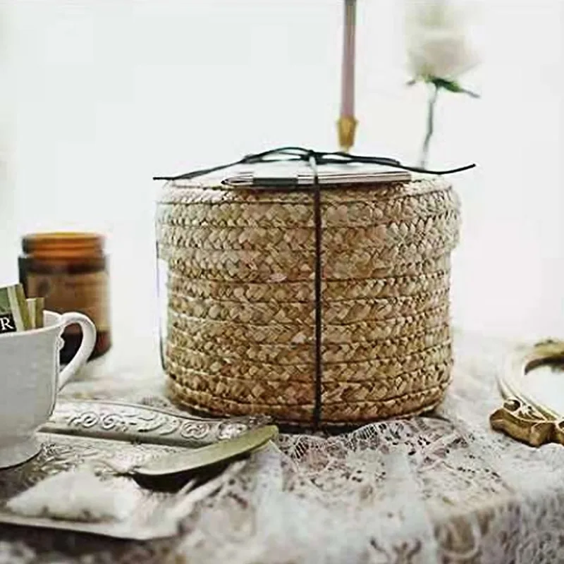 

Handmade Straw Woven Storage Basket With Lid Snack Organizer Storage Box Laundry Baskets Rattan Storage Flower Baske