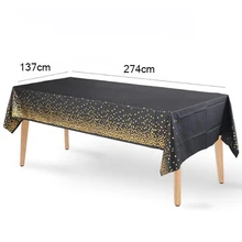Tablecloth Decoration Supplies Bronzing Black Dots Disposable Birthday Wedding Golden Rose Gold Silver Banquet Tablecloth (1)